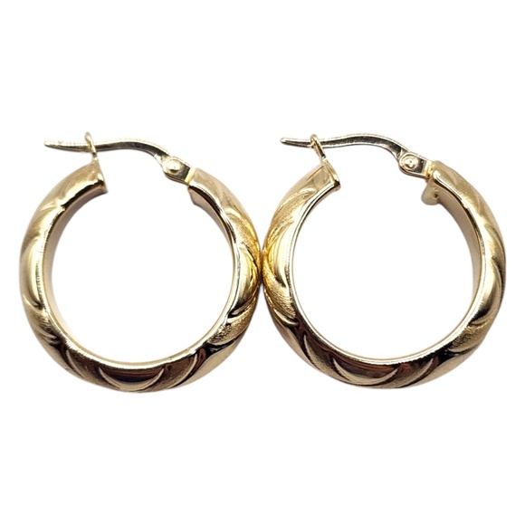 14 Karat Yellow Gold Circle X Hoop Earrings #20471 - Picture 1 of 7